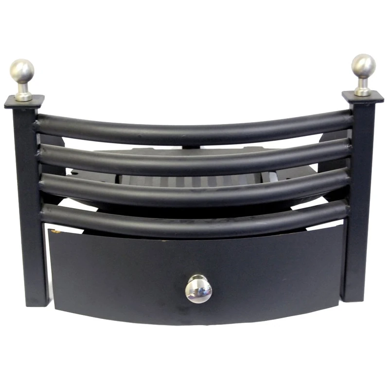Fire Vida Laxton Solid Fuel Fireplace Grate Set – Cast Iron Fire Grate with Ash Pan & Fire Front – Black & Chrome Open Fire Accessories – Ideal for Fireplaces, Coal Fires & Log Burners - Image 1