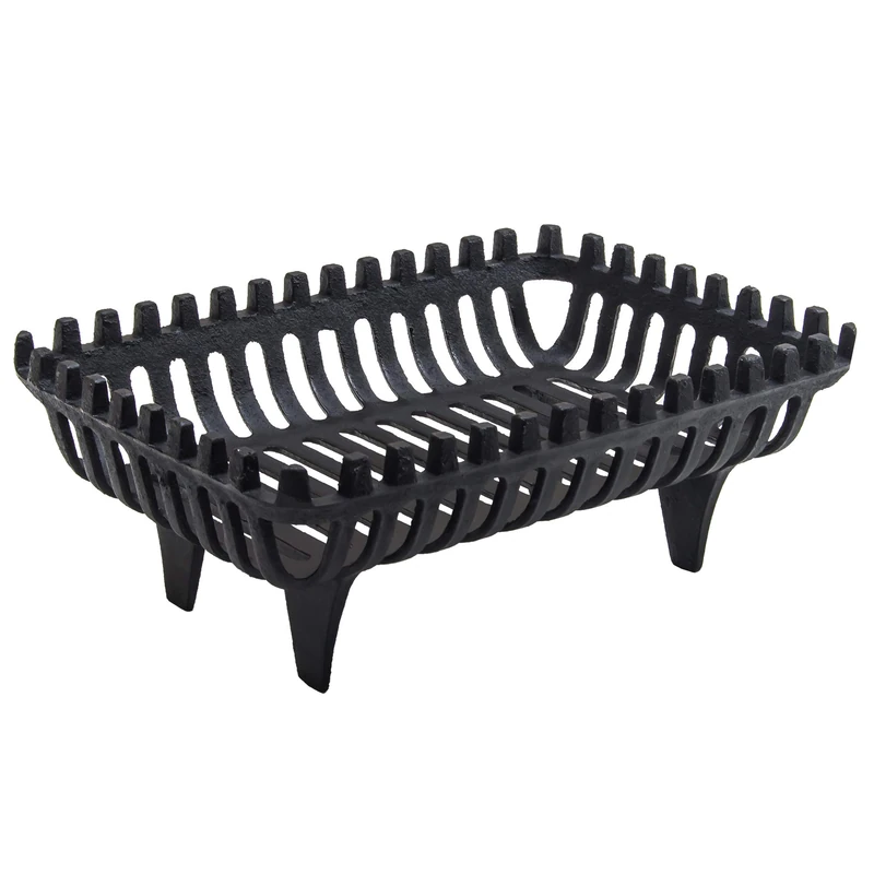 Fire Vida Log Basket Grate Storage Fireside Wood Large Black Heavy Cast Iron