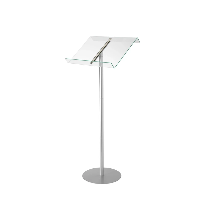 Deflecto Lectern without Ring Binder Floor Stand – Silver/Clear - Acrylic Sign Holder - Base Stand for Speech - Music Stands