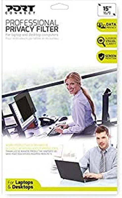 Port Designs 2D 15.6-Inch 16/9 Ratio Professional Privacy Screen Filter & Protector for Windows Laptop/Dell/Lenovo/HP/MacBooks & PC Monitors