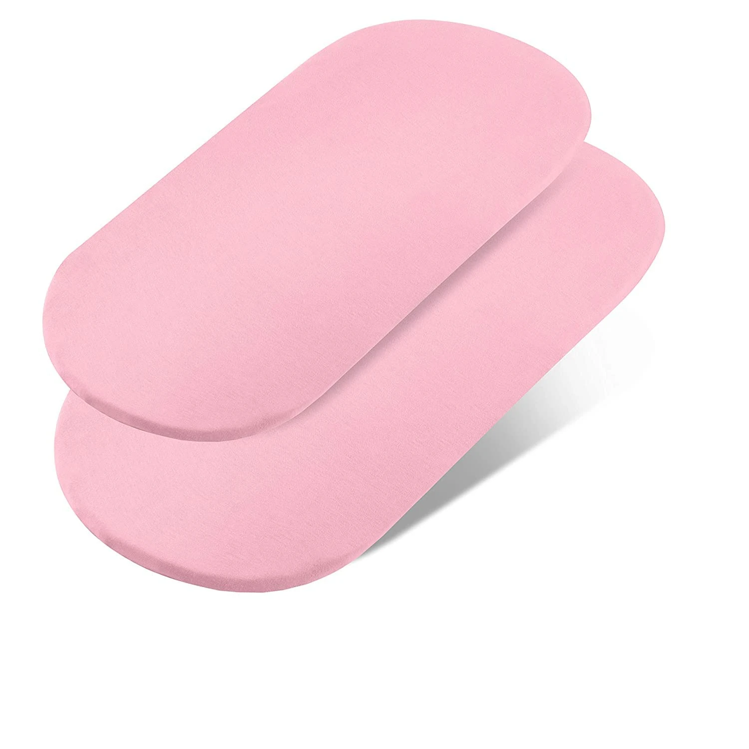 2 x Pink Moses Basket Fitted Sheets Set - 100% Jersey Cotton Bassinet Size Newborn Hypoallergenic Breathable Easy Care Soft Fitted Sheet For Baby Bassinet