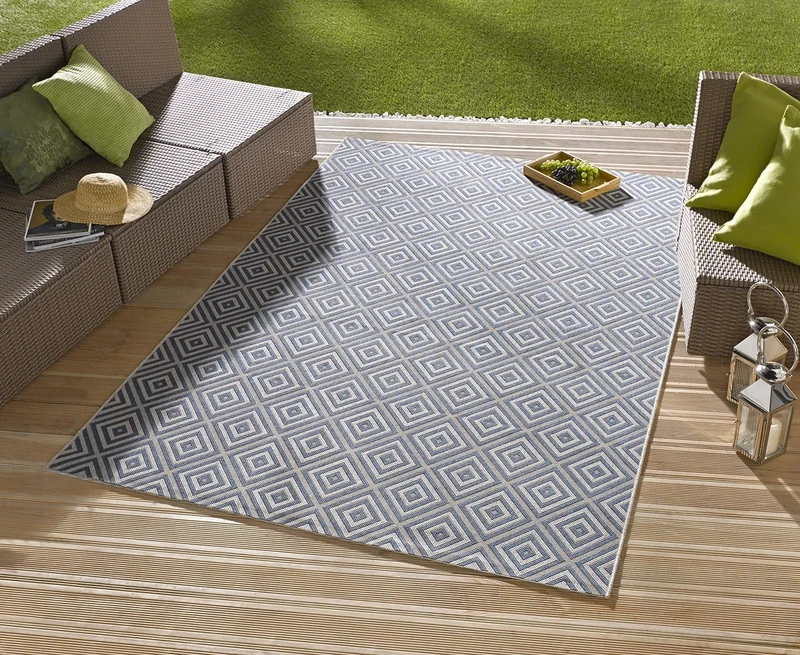 Hanse Home Northrugs Indoor and Outdoor Rug Chequered Blue 160 x 230 cm