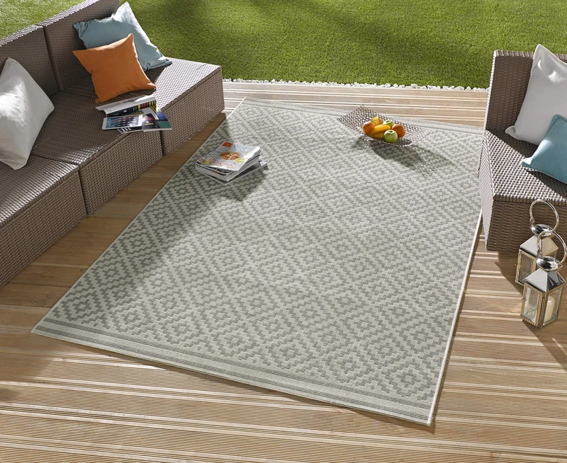 Hanse Home Northrugs Indoor and Outdoor Rug Diamond Grey Cream 160 x 230 cm