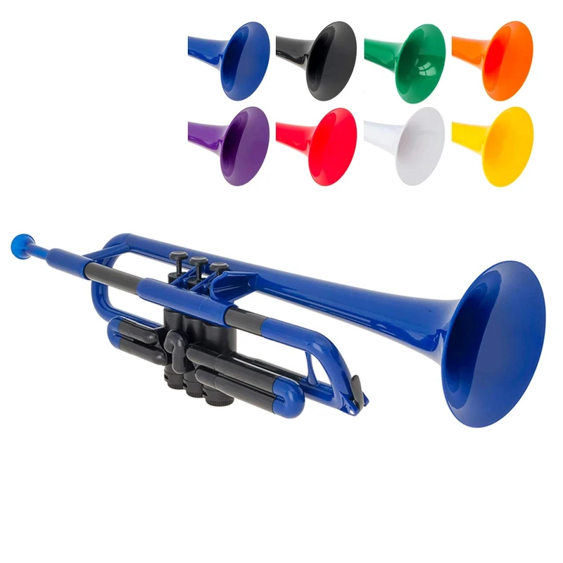 pTrumpet Plastic Trumpet with 3C and 5C Mouthpiece and Carry Bag - Bb Student - Blue