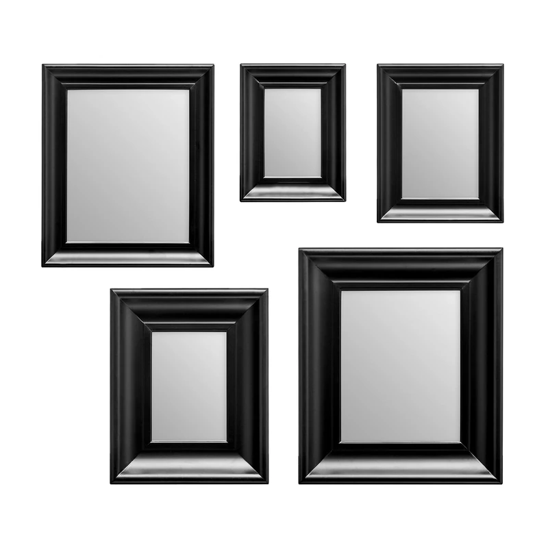 Premier Housewares Mirror Set, Black, Set of 5