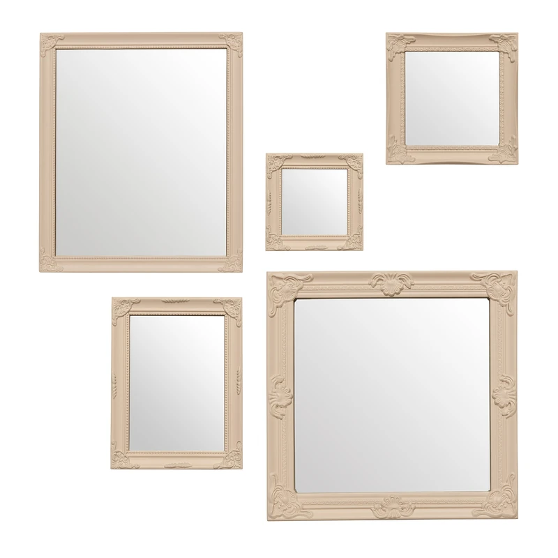 Premier Housewares Baroque Mirrors, Cream, Set of 5