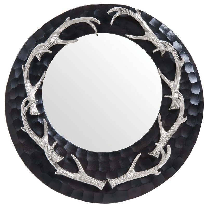 Premier Housewares Complements Wall Mirror with Antler Design, Black