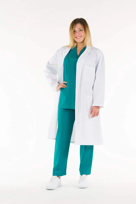 Gima - Women's White Lab Coat, Doctor's Work Wear, Made of 100% High Quality Cotton, EU Size 52, Professional and Stylish Line.