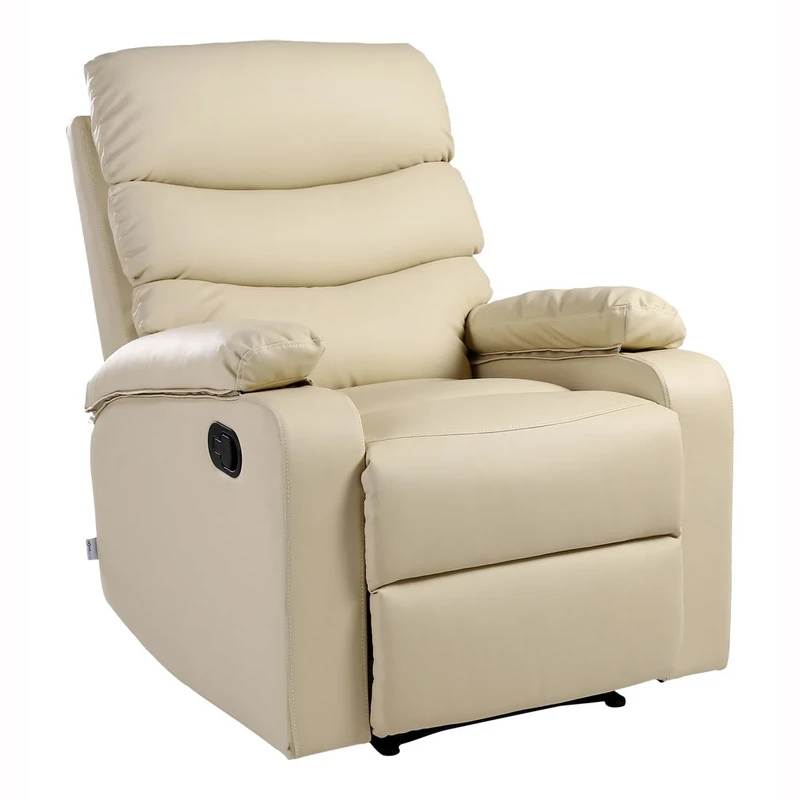 More4Homes ASHBY LEATHER RECLINER ARMCHAIR SOFA CHAIR RECLINING HOME LOUNGE (Cream)