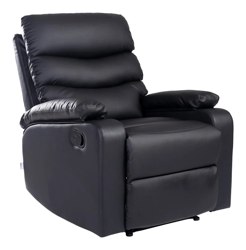 More4Homes ASHBY BONDED LEATHER RECLINER ARMCHAIR SOFA CHAIR RECLINING HOME LOUNGE (Black)