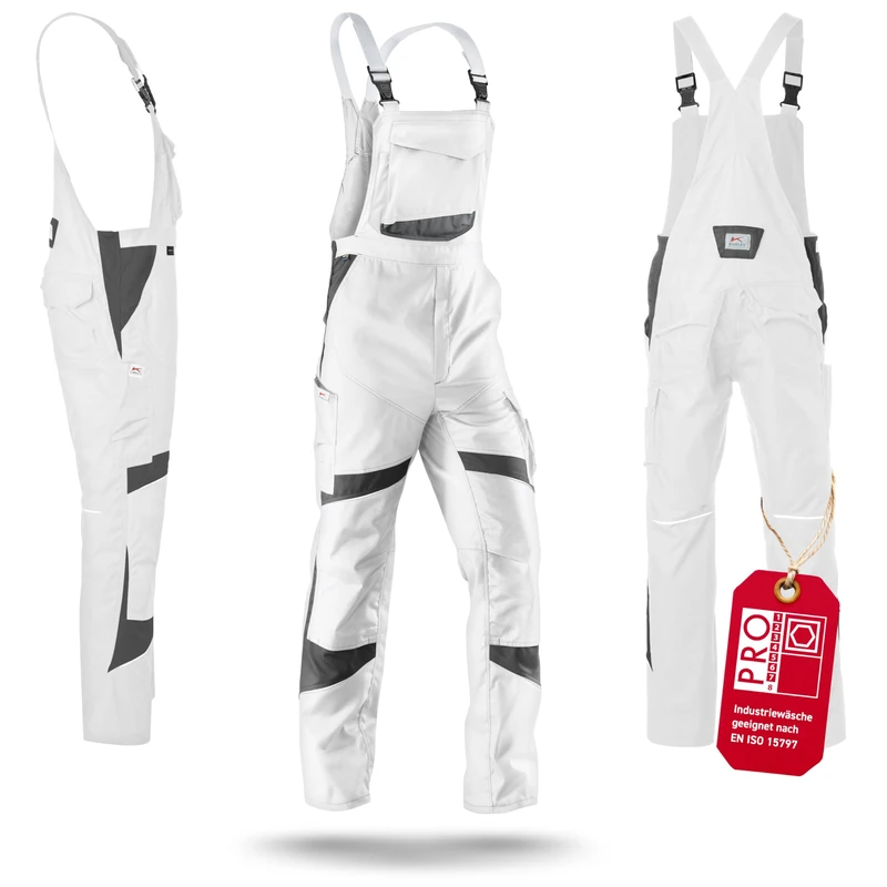 Kubler 32505365-1097-52 Size 52 "Activiq" Dungarees - White/Anthracite