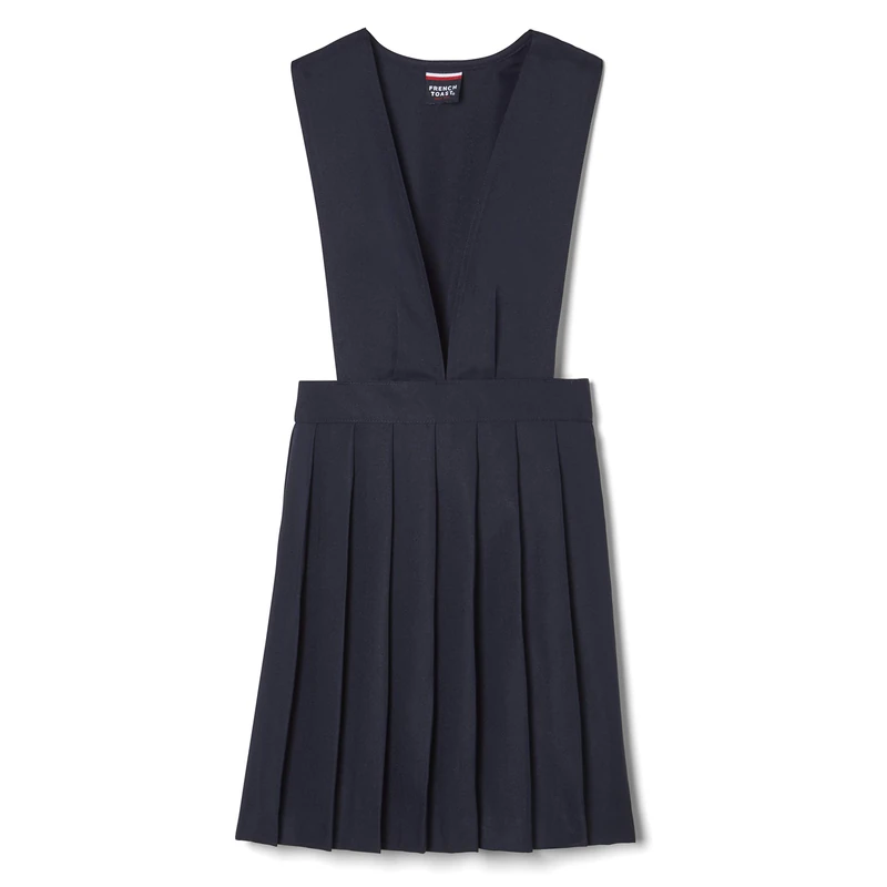 French Toast Girls' V-Neck Pleated Pinafore Dress, Navy, 20 Years