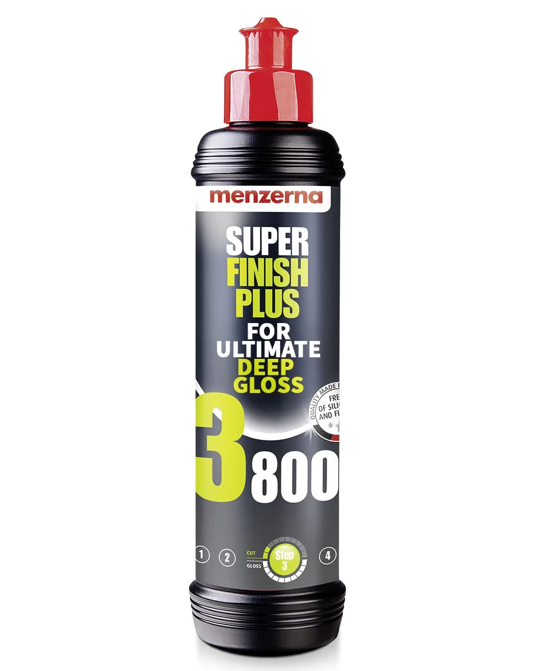 MENZERNA High Gloss Polish Super Finish Plus 3800 I For a Perfect Mirror Finish especially on Dark Colored Paints I Polishing Compound for Marks, Micro Scratches & Holograms I Silicone Free I 250ml