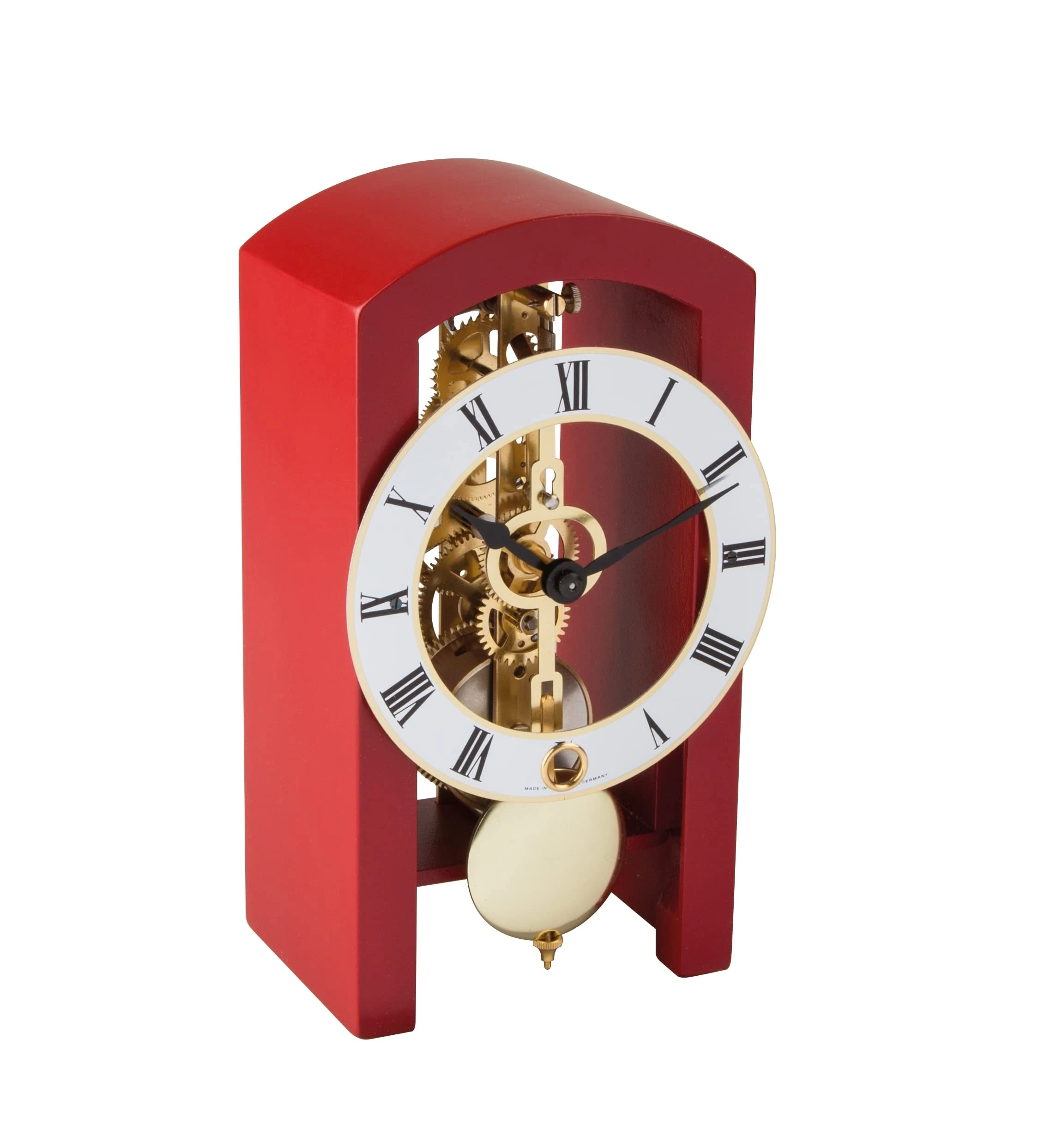 Hermle Mechanical Skeleton Table Clock with Red Wood 23015-360721