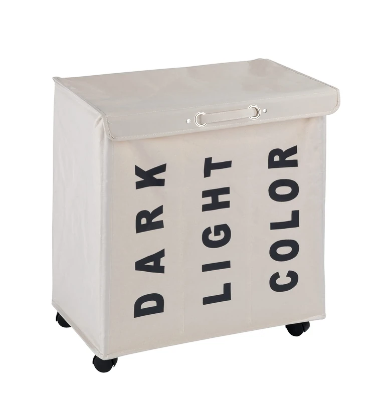 WENKO Trivo Laundry Bin, Polyester, Beige, 35 x 56 x 60 cm