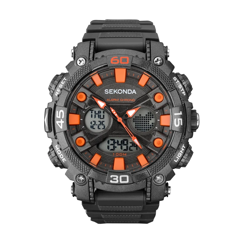 Sekonda Men's Digital Watch with Black Dial Digital Display and Grey Plastic Strap 1037.05
