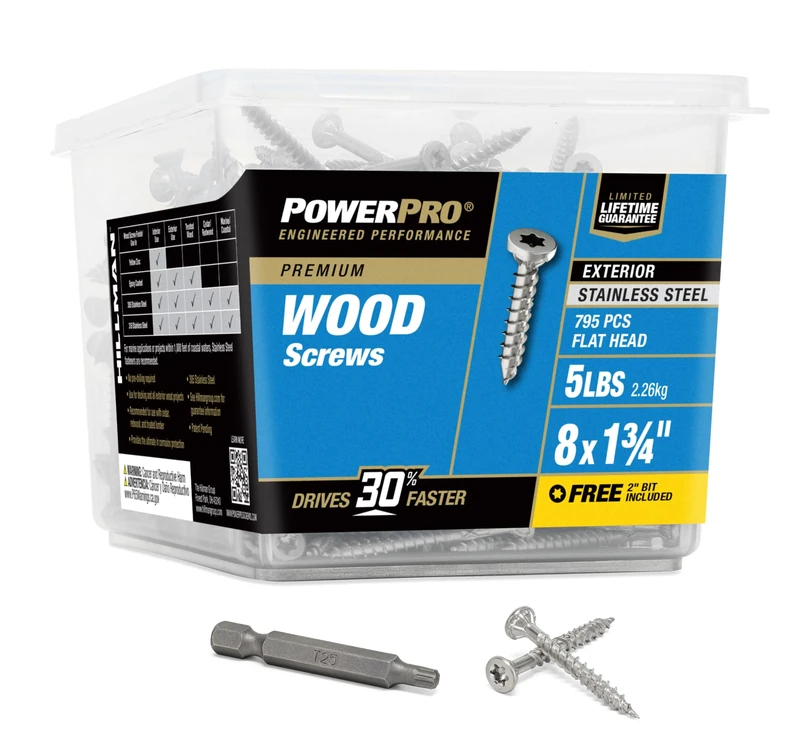 The Hillman Group 48625 Power Pro Exterior All Purpose Screw, 8" x 1-3/4"