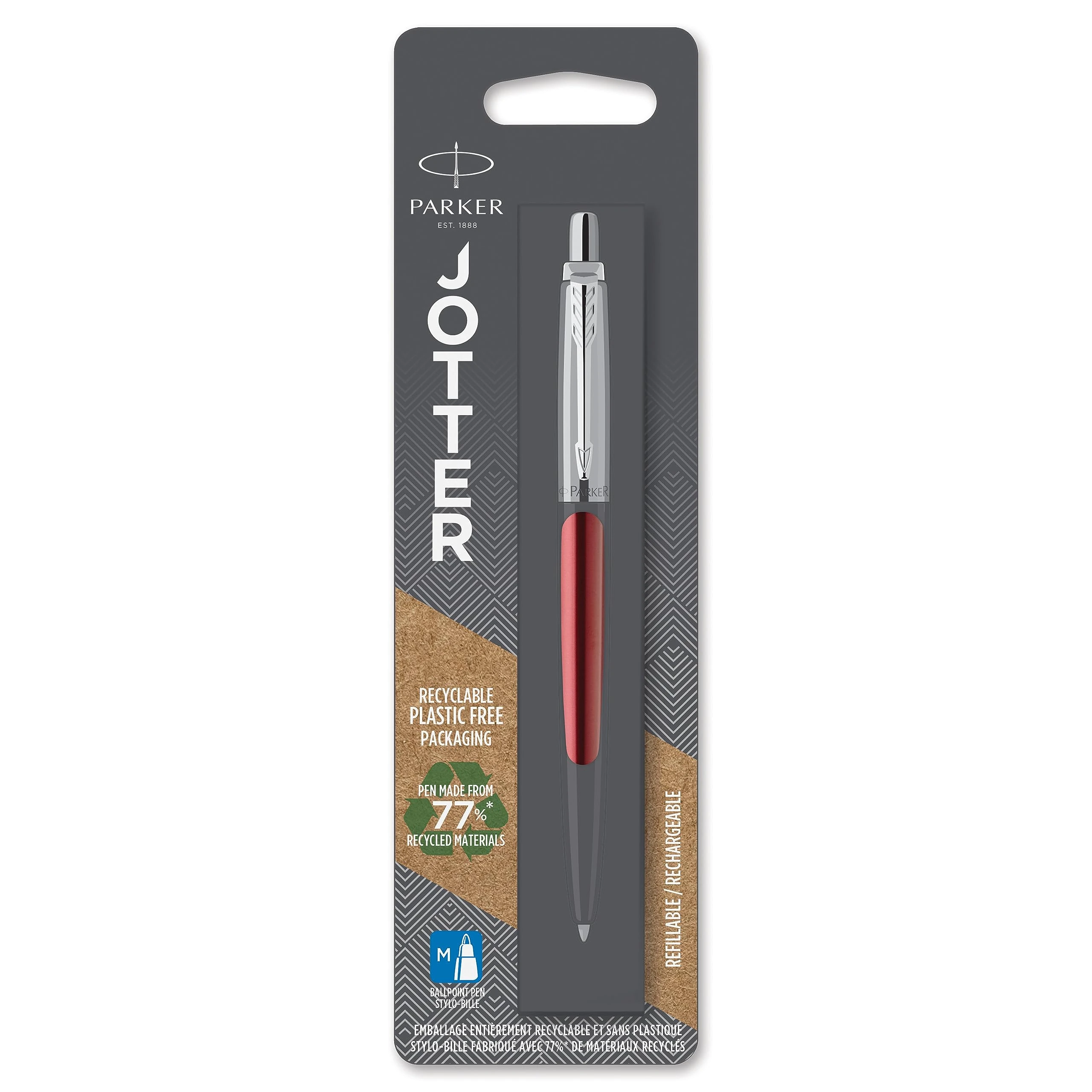 Parker Jotter Ballpoint Pen | Kensington Red | Medium Point Blue Ink