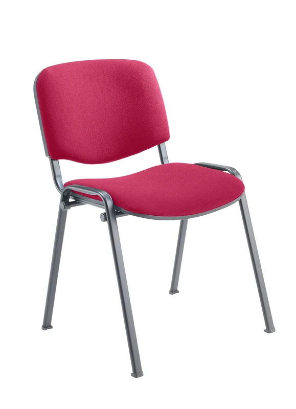 Office Hippo Heavy Duty Meeting Chair, Versatile & Robust Stackable Reception Chair, Office or Conference Chair With Strong Frame & Padded Durable Seat, Up To 115kg Weight - Claret Red/Black, Single
