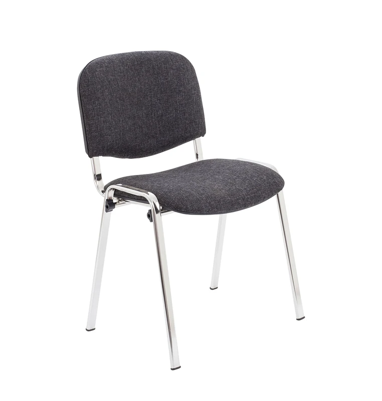 Office Hippo Heavy Duty Meeting Chair, Versatile & Robust Stackable Reception Chair, Office or Conference Chair With Strong Frame & Padded Durable Seat, Up To 115kg Weight - Charcoal/Chrome, Single