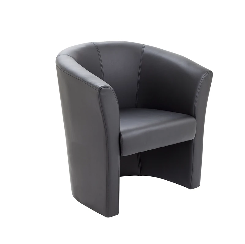 Office Hippo Tub Reception Armchair - Black Faux Leather