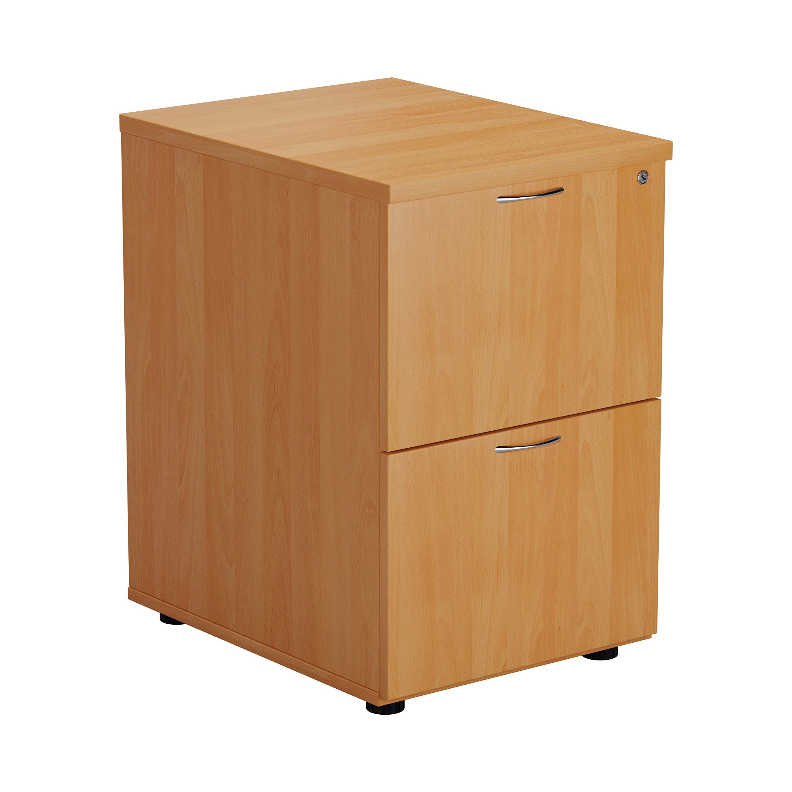 Office Hippo Heavy Duty Filing Cabinet, Robust File Cabinet, Office Cabinet with Anti-Tilt Mechanism, Lockable Filing Cabinet, Office Storage for A4 or Foolscap Filing - Beech, 2 Drawer