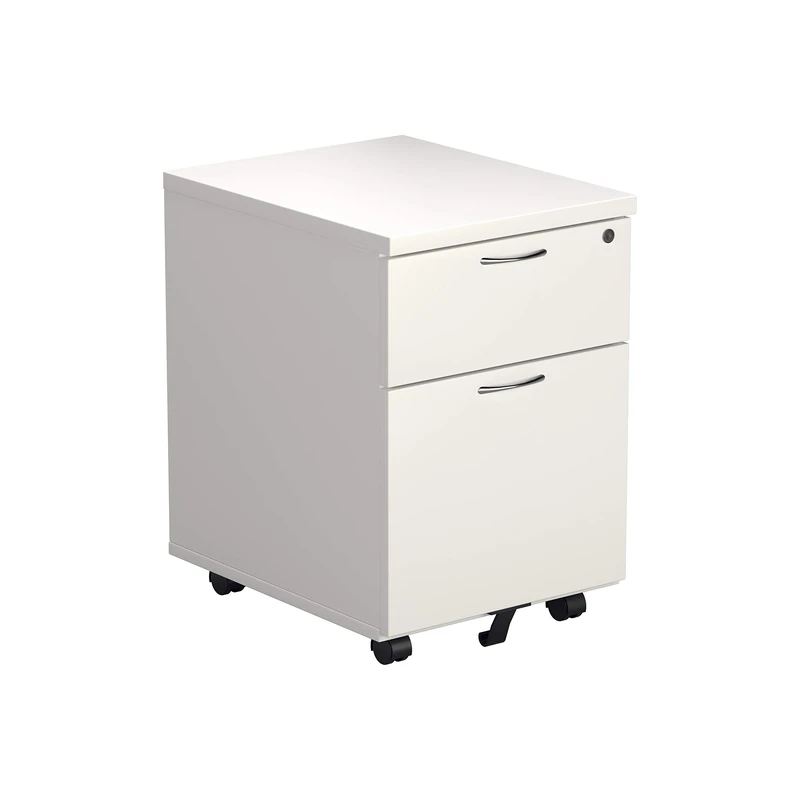 Office Hippo Heavy Duty 2 Drawer (1 for Filing) Mobile Pedestal Filing Cabinet, File Cabinet, Office Cabinet with Anti-Tilt Mechanism & Lockable Office Storage, 5 Year Wty - White
