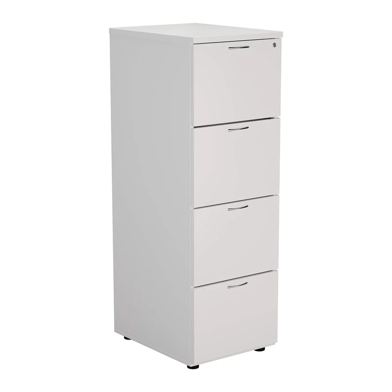 Office Hippo Heavy Duty Filing Cabinet, Robust File Cabinet, Office Cabinet with Anti-Tilt Mechanism, Lockable Filing Cabinet, Office Storage for A4 or Foolscap Filing - White, 4 Drawer