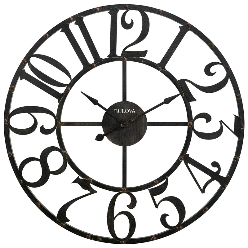 Bulova Corp Gabriel Wall Clock, Rustic Brown