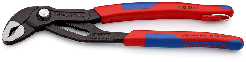 KNIPEX Cobra High-Tech Water Pump Pliers in Blister with Multi-Component Grips, with Integrated Tether Attachment, 87 02 250 T BK