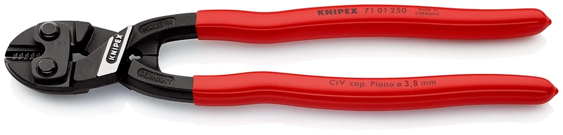 KNIPEX Cobolt XL Compact Bolt Cutter Self-Service Card with Plastic Coating 250 mm, 71 01 250 SB