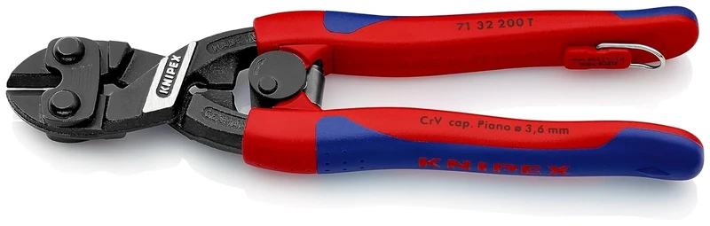 KNIPEX Cobolt Compact Bolt Cutter in Blister with Slim Multi-Component Grips, with Integrated Tether Attachment, 71 32 200 T BK
