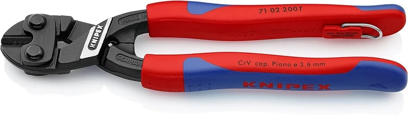 KNIPEX Cobolt Compact Bolt Cutter in Blister with Slim Multi-Component Grips, with Integrated Tether Attachment, 71 02 200 T BK