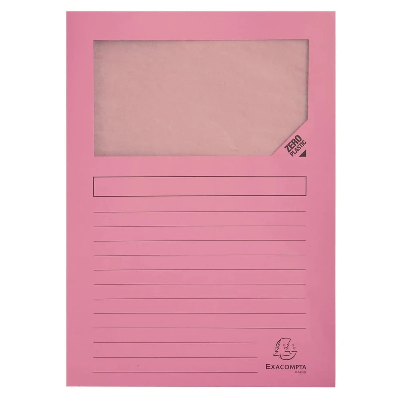 Exacompta - Ref 50156E - Super Window Folders - 220 x 310mm in Size, Suitable for Holding A4 Documents, 160gsm Card, Clear Document Viewing Window - Pink (Pack of 100)
