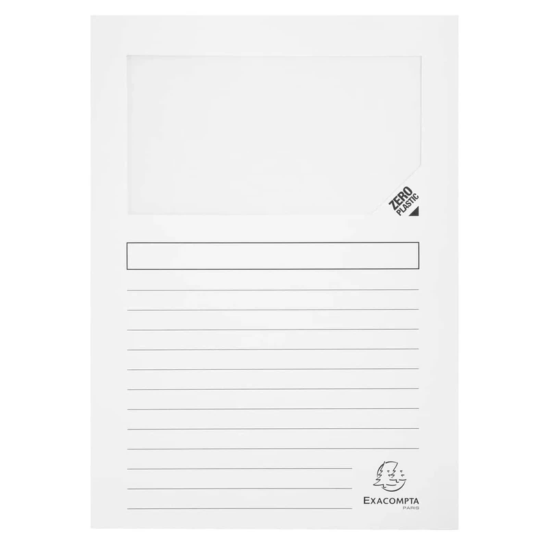 Exacompta - Ref 50151E - Super Window Folders - 220 x 310mm in Size, Suitable for Holding A4 Documents, 160gsm Card, Clear Document Viewing Window - White (Pack of 100)