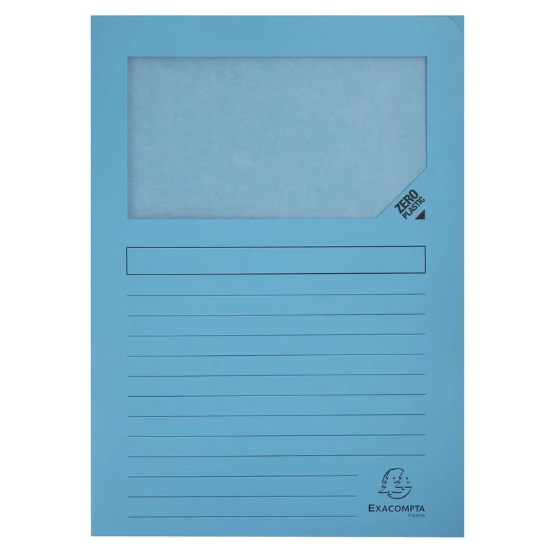 Exacompta - Ref 50162E - Super Window Folders - 220 x 310mm in Size, Suitable for Holding A4 Documents, 160gsm Card, Clear Document Viewing Window - Bright Blue (Pack of 100)