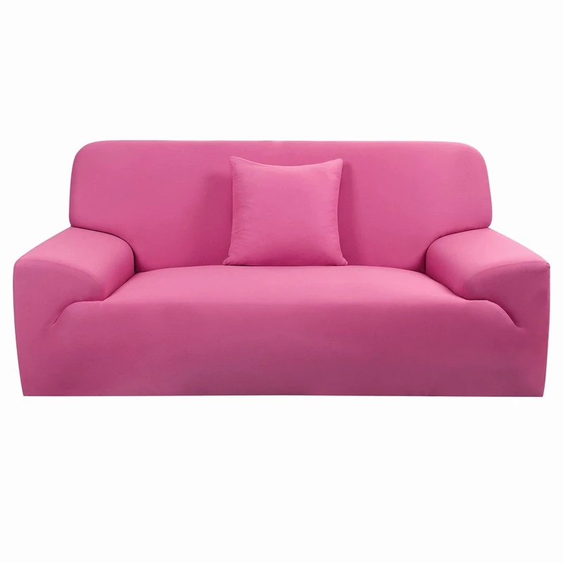 sourcing map Stretch Sofa Covers 3 Seater,Solid Elastic Sofa Slipcovers Washable Soft for Dogs - Spandex Universal Couch Covers for Furniture with One Pillow Cover Fuchsia