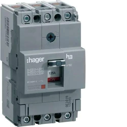 Hager X160 – Automatic Switch 3P3D 18 KA 125 A TM Fixed