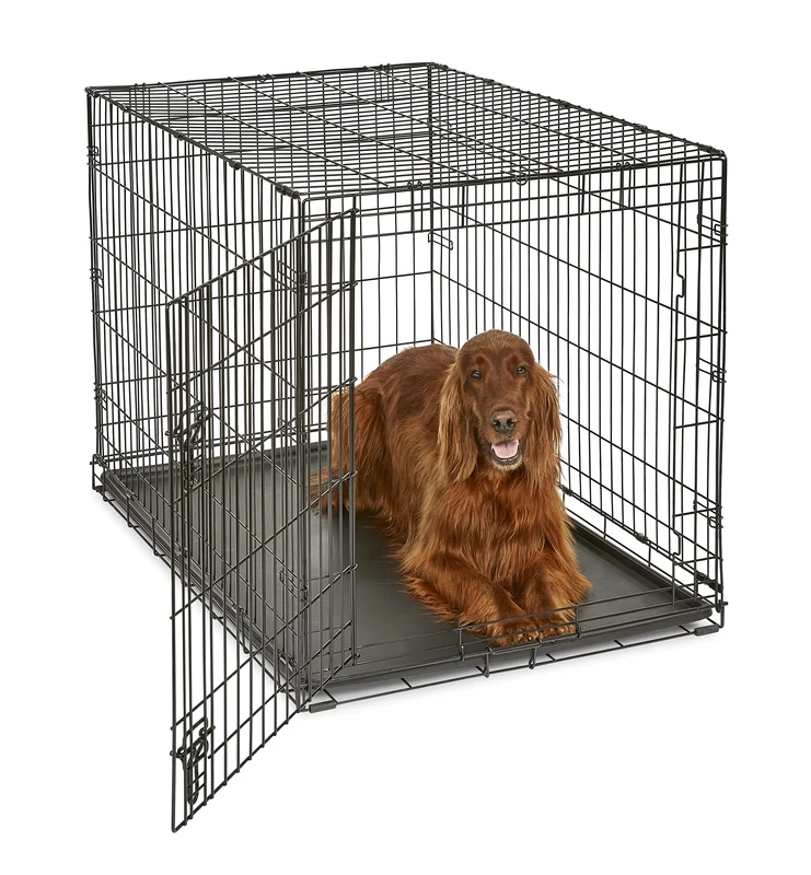 New World Single Door Folding Metal 106 cm Dog Crate, Enhanced Security, Includes Leak-Proof, For Large-Sized Breeds
