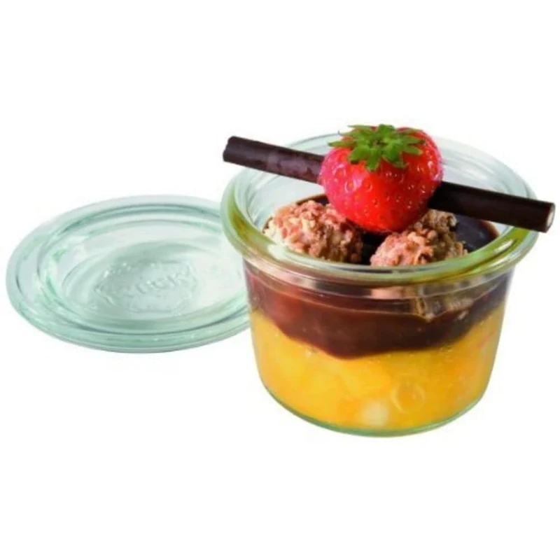APS 12 Original WECK jars with lid, Ø 6 cm, H: 5,5 cm, mini tumbler with glass lid, preserving jar, decoration glass, dessert glass, storage glass, dishwasher safe, capacity 80ml