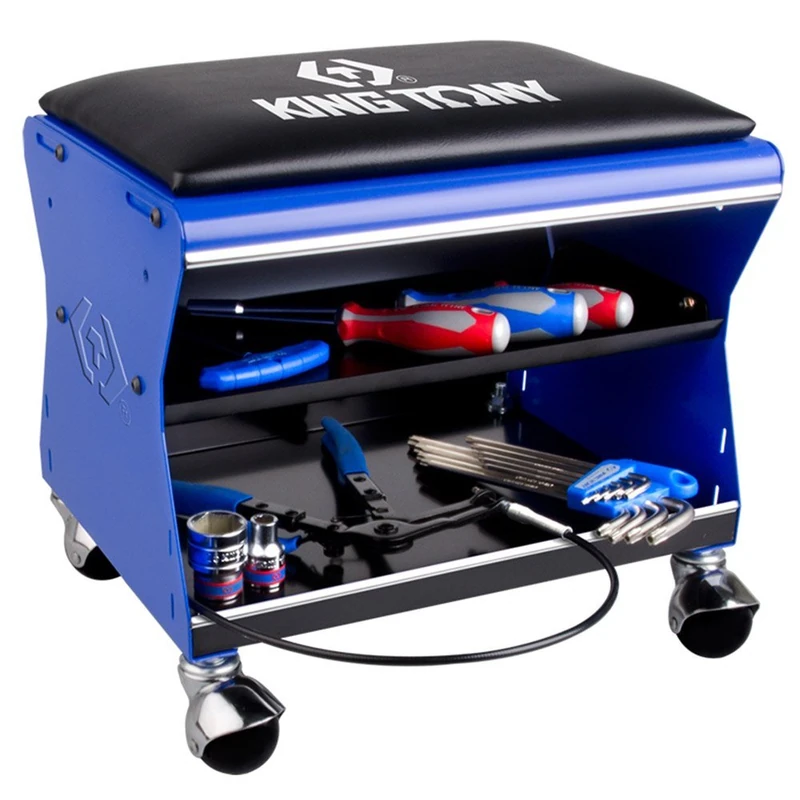 KING TONY 87452CB Taburete De Taller Con Bandeja for DIYers & Professionals, Built for Repair, Installation and Workshop tasks - Image 1