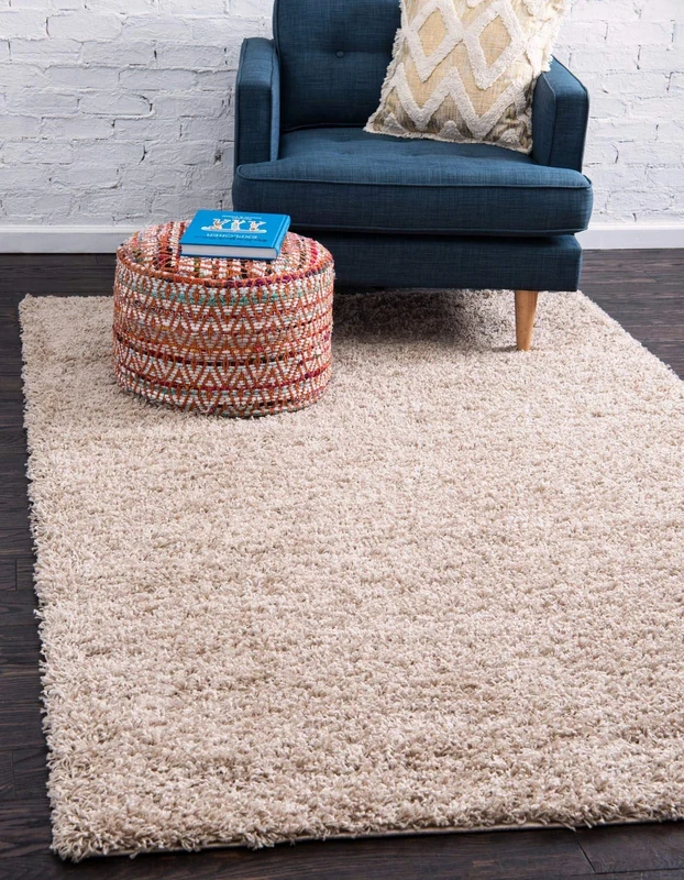 Unique Loom Solo Solid Shag Collection Area Rug- Modern Plush Rug Lush & Soft (9' 0 x 12' 0 Rectangular, Taupe)