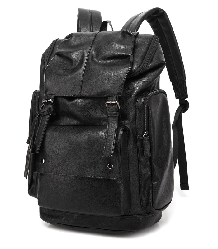 Baosha BP-16 PU Leather Casual Backpack College Backpack Daypack Black