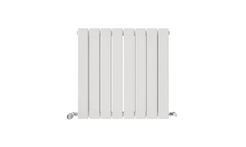 iBathUK Apex Wall Mounted Horizontal Double Slim Flat Panel Radiator, 8-Column Steel, Hydronic Central Heating, High Thermal Output, Modern Designer Radiator for Bathroom in Matt White, 600x608 mm