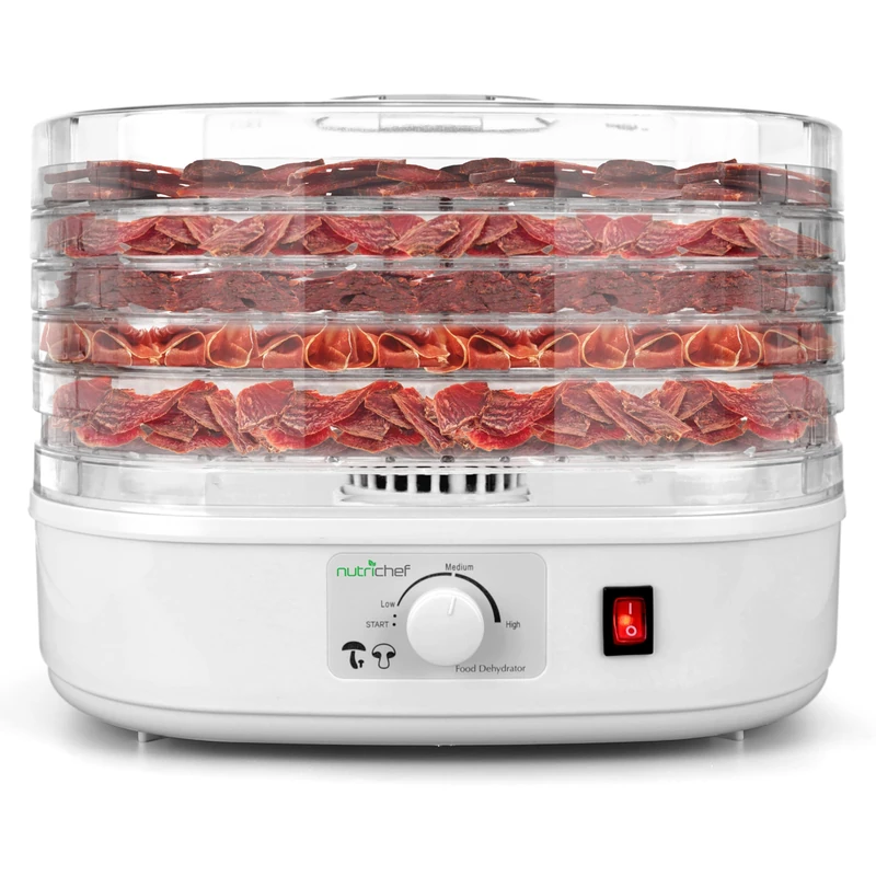 NutriChef Food Dehydrator Machine – 5 Tray Electric Food Dryer for Jerky, Fruits, Vegetables, Mushrooms, Herbs | Compact Countertop Dehydrator with Even Heat Circulation, Easy to Clean, BPA-Free