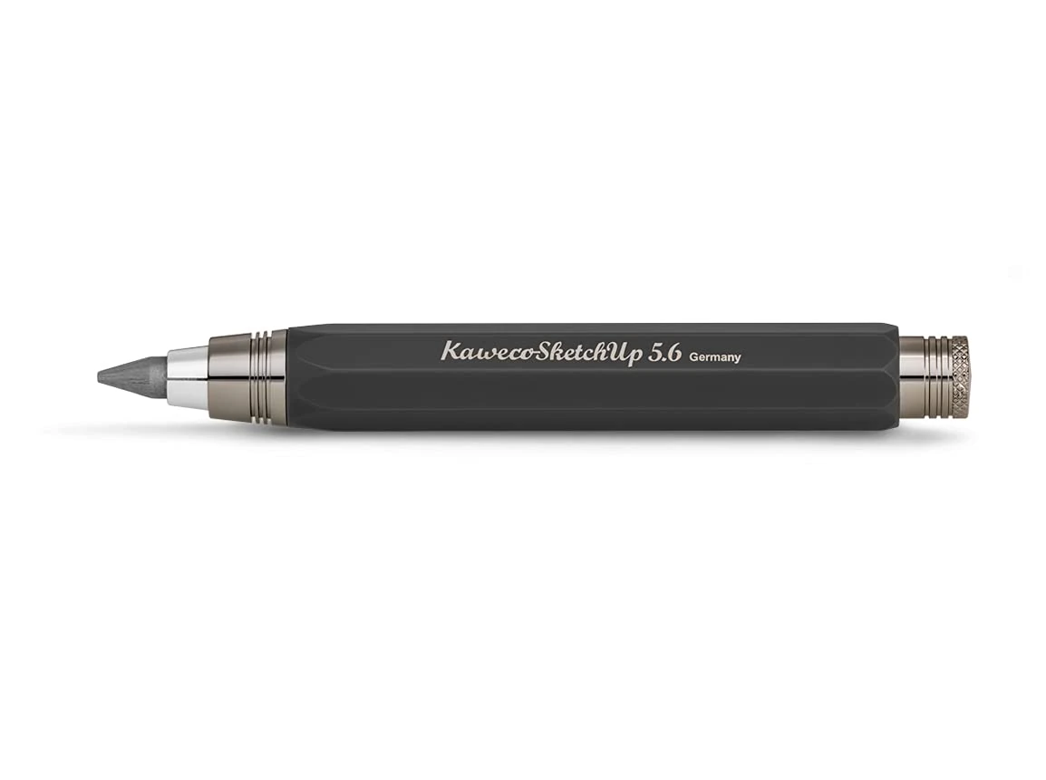 Kaweco Sketch Up Black Pencil 5.6 mm 5B I High Quality Solid Metal Lead Pencil in Octagonal Eight Sided Design I Pressure Lead Pencil 10.3 cm I Refillable Black