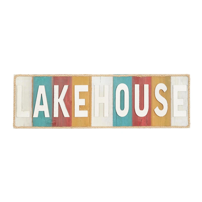 Woodland Imports Lake House Written Wood Rope Wall Decor, Multicolored, One Size