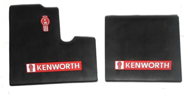 Kenworth OEM Black Rubber Floor Mats w/Logo Fits All T600 T800 W900 Model Years up to 2000 Model - All-Weather/Terrain