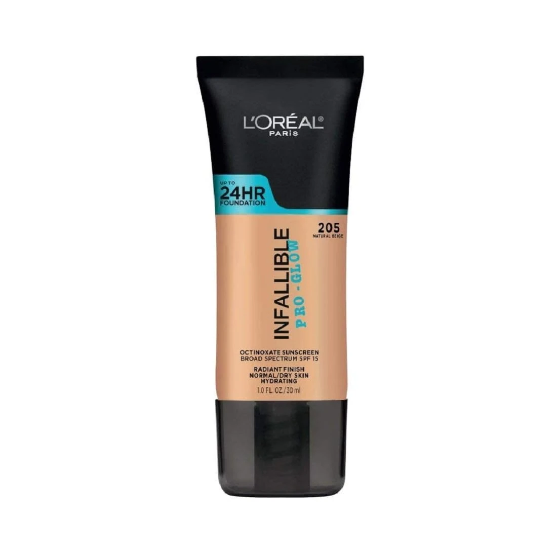 L'Oréal Paris Infallible Pro Glow Longwear Foundation, 205 Natural Beige, 30 ml (Amazon Exclusive)