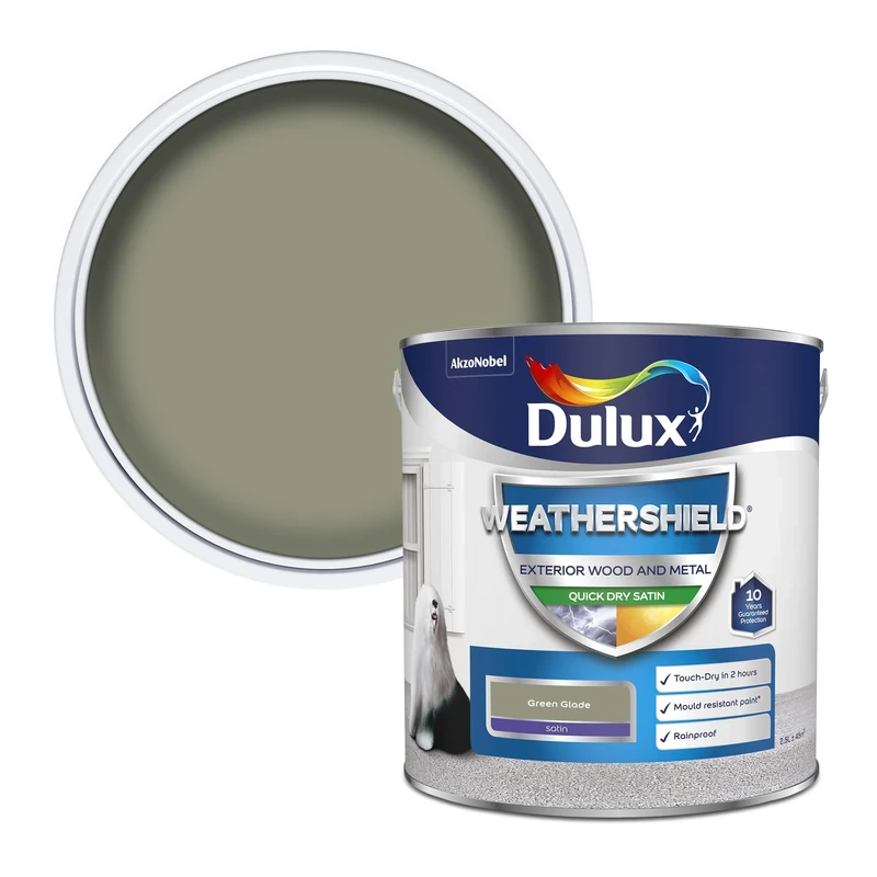 Dulux Weather Shield Quick Dry Satin Paint, 2.5 L - Green Glade